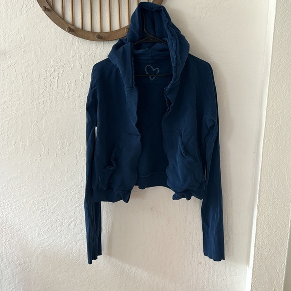 Frank & Eileen Navy Blue Tee Lab Worn Edge Zip Up Blazer Hoodie - Picture 2 of 10